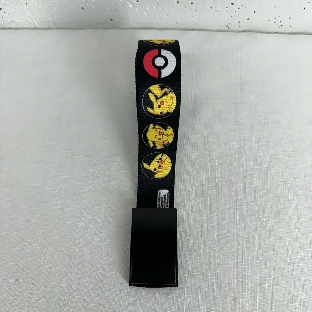 Nintendo x Buckle Down Pokemon Size Large Pikachu Black Adjustable Belt